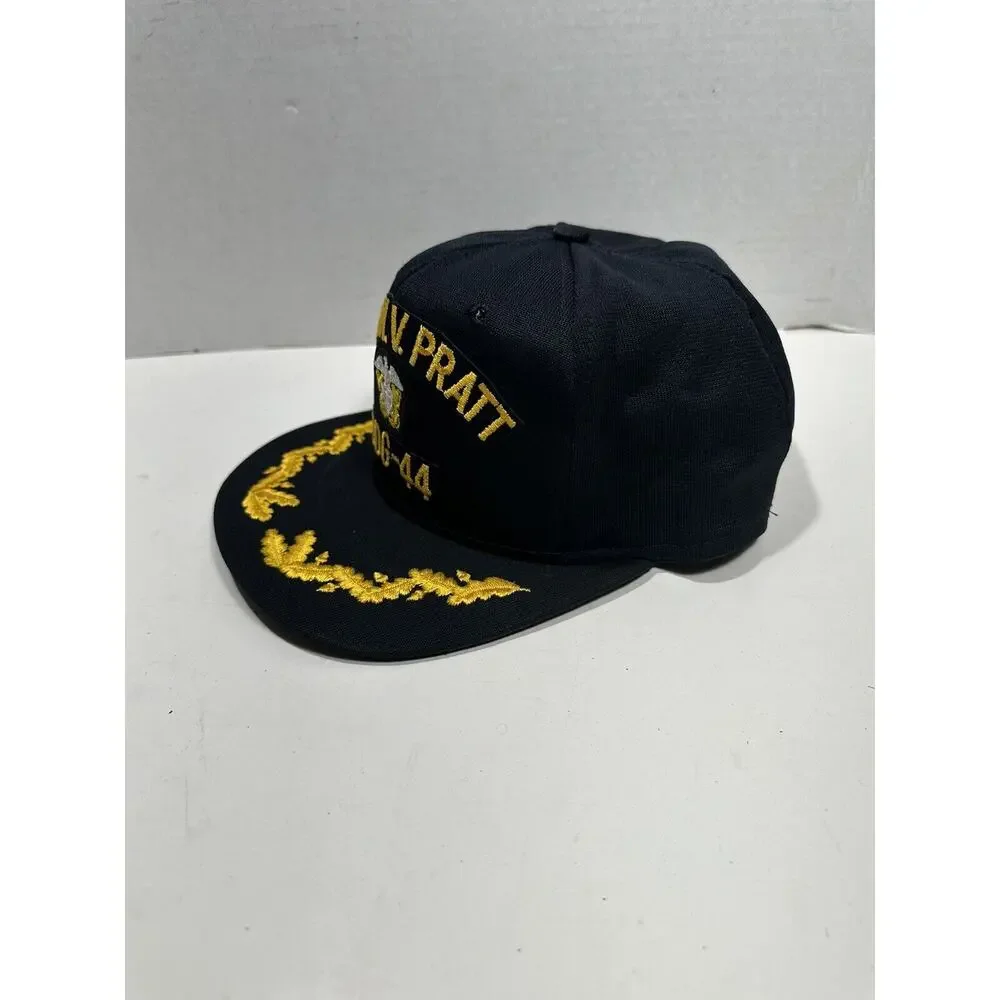 Vintage Snapback Hat USS WM. V. Pratt DDG-44 Black Made in USA‎ Baseball Cap